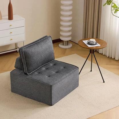 Eenpersoonsfauteuil – Sessel – Loungechair – Relaxfauteuil – Donkergrijs – Compact Formaat – 100% Linnen Bekleding