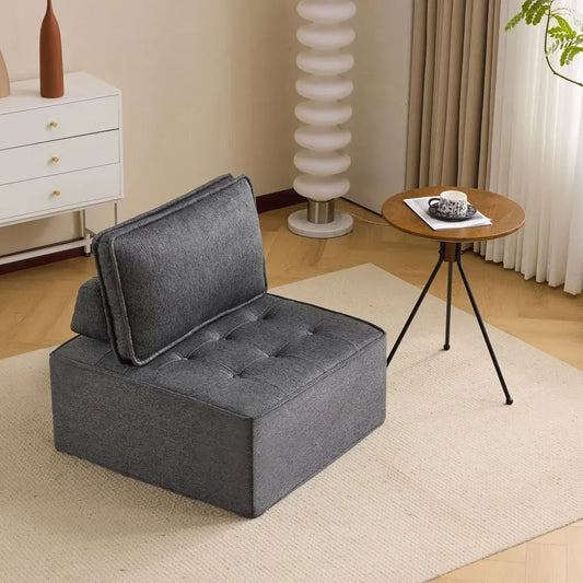 Eenpersoonsfauteuil – Sessel – Loungechair – Relaxfauteuil – Donkergrijs – Compact Formaat – 100% Linnen Bekleding