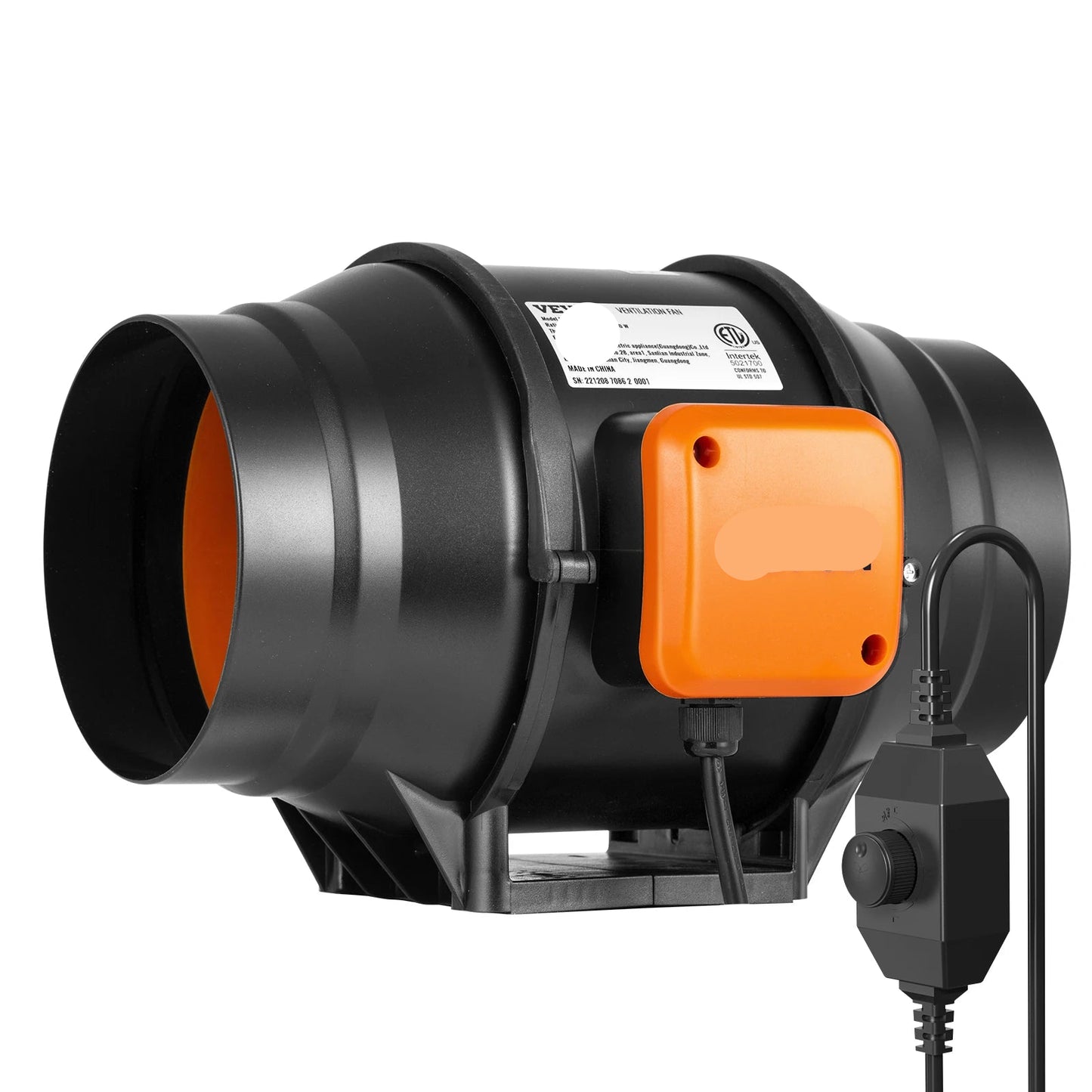 Inline Duct Ventilator - Buisventilator - Pijpventilator - 6-Inch - met Temperatuur - en Vochtigheidscontroller - 34dB - 400 CFM - voor Luchtcirculatie en Kweekruimtes