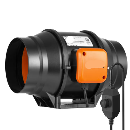 Inline Duct Ventilator - Buisventilator - Pijpventilator - 6-Inch - met Temperatuur - en Vochtigheidscontroller - 34dB - 400 CFM - voor Luchtcirculatie en Kweekruimtes