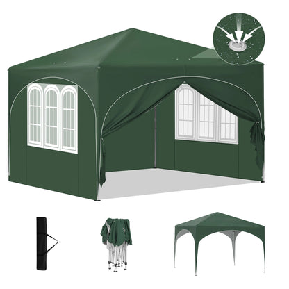 Gazebo Pop-Up Tent - Opvouwbare Partytent - Tenten - Kampeertent - Waterdichte Camping Tent - 3x3m - met 4 Zijwanden en Afvoerputje - voor Tuin en Buiten - Groen