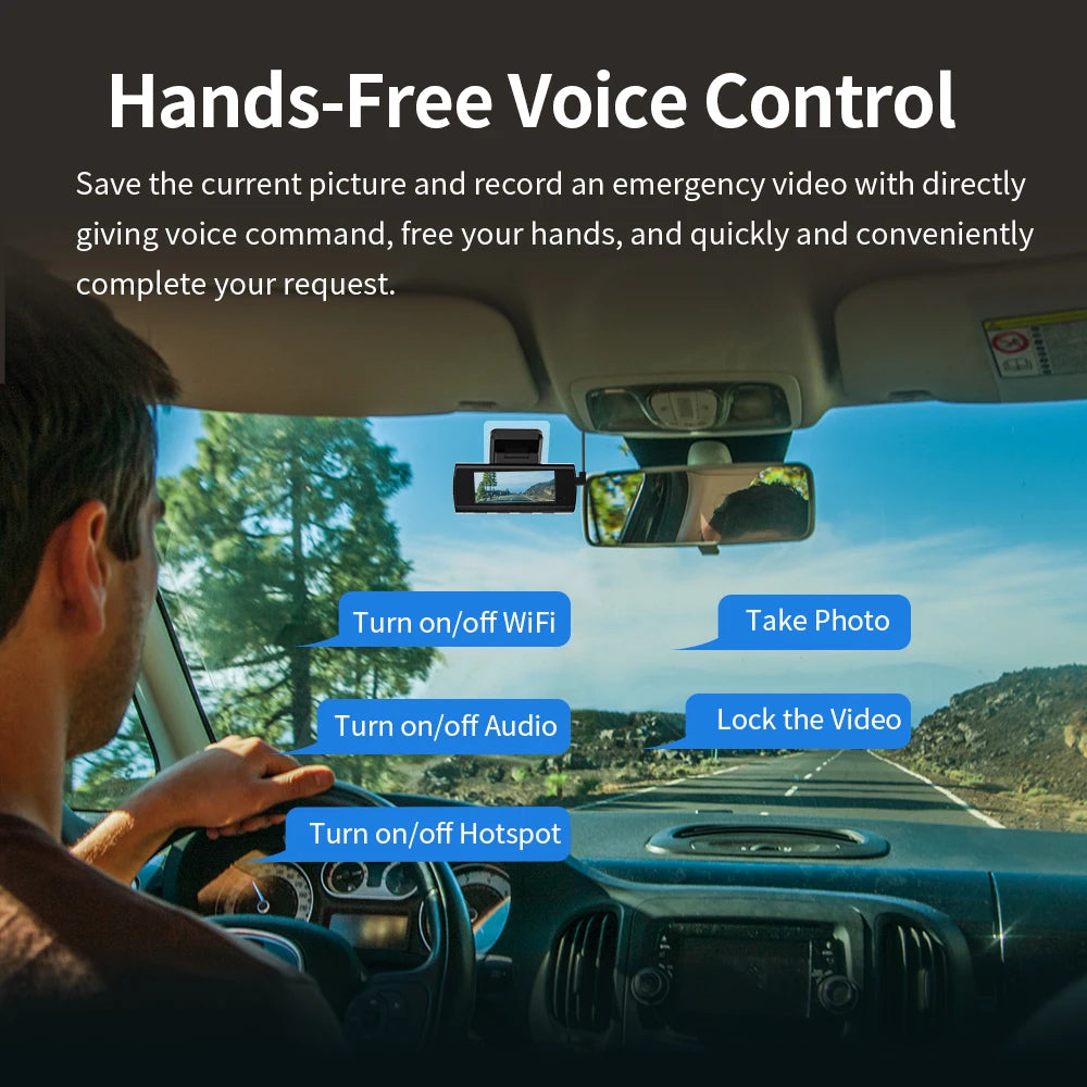4K Dashcam with GPS, WiFi &amp; 24h Parking Mode – Front &amp; Rear Camera – Sony Sensor – Night Vision – Loop Recording – Black