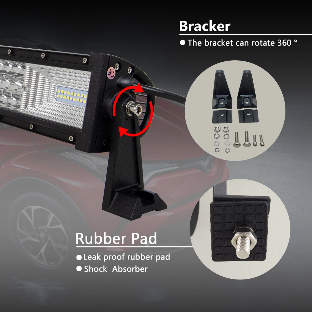Gebogen LED-lichtbalk - 24V - 540W - Offroad Led Bar Combo Beam - Voor 4x4 4WD SUV ATV-auto's - 42inch met draadset - QUORE