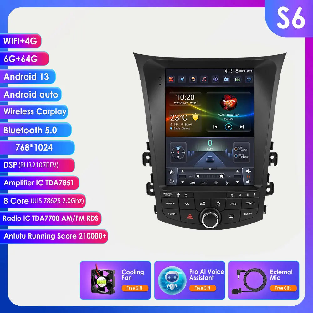 Multimedia Autoradio – 2-DIN Radio – Android Autoradio – GPS Navigatie – 9,7 Inch QLED Touchscreen – Android 14 Besturingssysteem – Draadloos CarPlay & Android Auto - QUORE