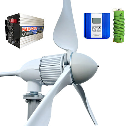 Windturbine – Windmolen – Windgenerator – Windenergie Opwekker – Stil En Efficiënt – 5 kW Vermogen – Aluminiumlegering - 24V -  Off-grid Systeem