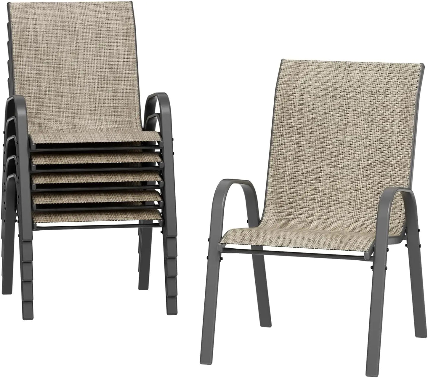 Tuinstoelen – Stapelbare Stoelen – Buitentuin Stoelen – Terrasstoelen – Ademend Mesh – Weerbestendig Staal