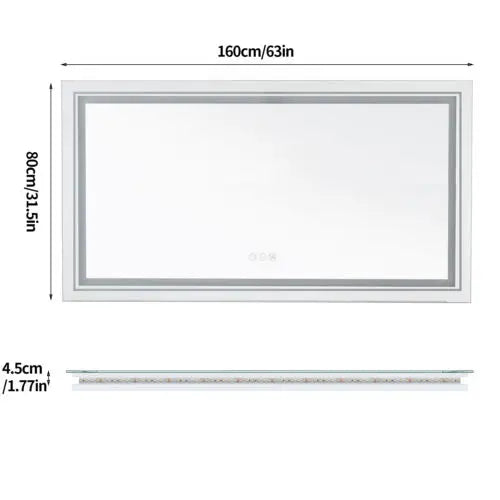 Jumbo LED Badkamerspiegel – Verlichte Spiegel – XXL Badkamerspiegel – Touch Spiegel – Anti-condens Spiegel – 1600x800 mm – Dubbelzijdige LED Verlichting – IP44 Waterdicht