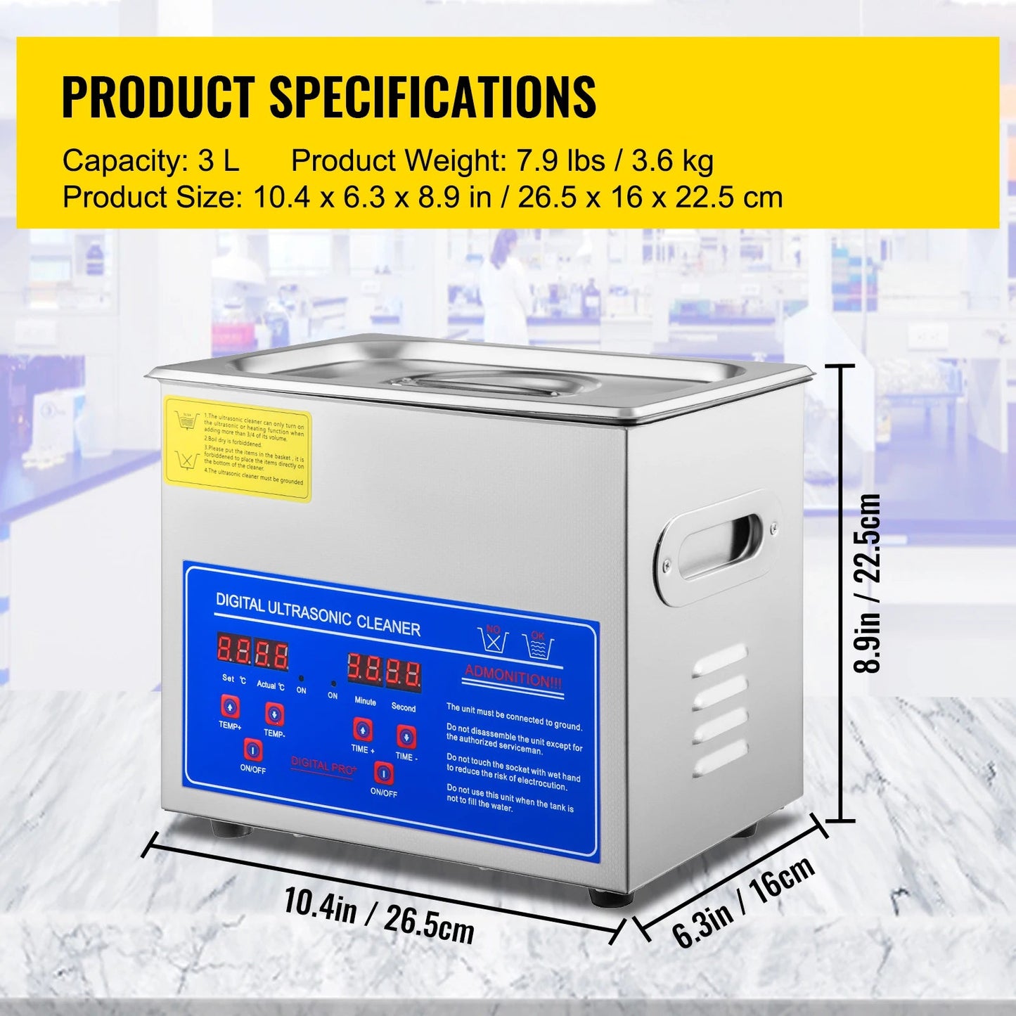 Ultrasoon Reiniger - Reinigingsapparaat voor Sieraden en Brillen - 3L - Ultrasone - Ultrasonic Cleaner - Professionele Draagbare Wasmachine - voor Sieraden, Gereedschap en Huishoudelijk Gebruik