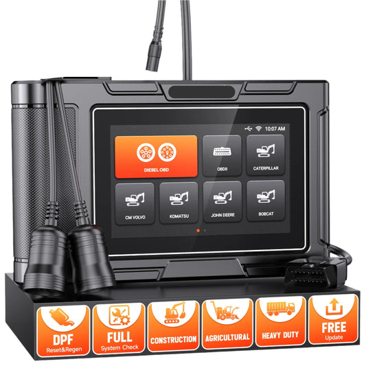 OBD2 Scanner - Diagnostic Computer - Smart Diagnostic Tool - Troubleshooting - OBD2 - 12V/24V Heavy Duty Truck Equipment - Excavator Scanner - Construction Machinery Scanner Diesel Full System - Black