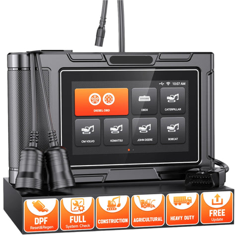 OBD2-Scanner - Diagnosecomputer - Slimme Diagnosetool - Foutverwijdering - OBD2 - 12V/24V zware vrachtwagenapparatuur - graafmachinescanner - scanner voor bouwmachines diesel volledig systeem - zwart