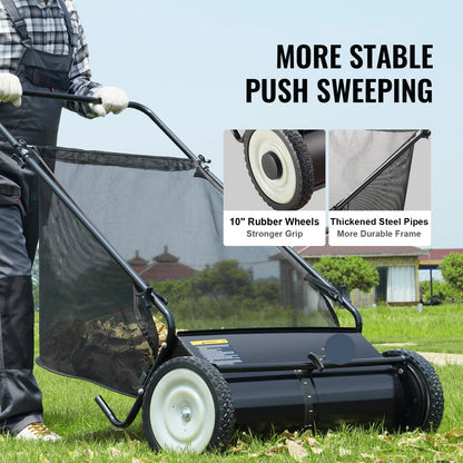 Tuinruimer – Bladverzamelaar – Handmatige - Gazonveger met Hopperzak - Heavy-duty – 26-inch - Grasverzamelaar - Zware Stalen Constructie - voor Tuinonderhoud