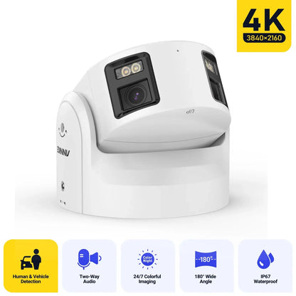Panoramische 8MP Bullet Beveiligingscamera – IP Camera – Netwerkcamera – Outdoor Camera – Dome Camera – Dual Lens Met 180° Kijkhoek – Weerbestendig IP67