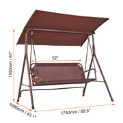 Schommelbank - Schommelbanken - Schommelbank 3 Personen - Hangbank - Hollywoodschaukel - 1-Zits - met Verstelbare Luifel Verwijderbaar Dik Kussen - 68x44inch - Bruin