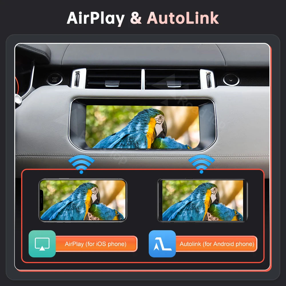 Wireless CarPlay Android Auto AI Box – Draadloze Interface Autoradio – Smartphone Connectiviteit – Mirror Link – AirPlay – Compatibel 8 Inch Scherm – Eenvoudige Plug & Play Installatie - QUORE