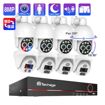 8CH 8MP 4K HD H.265 POE система охранной камеры обнаружения человека наружная внутренняя система видеонаблюдения - QUORE