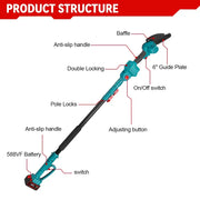 Elektrische Kettingzaag - Accu Kettingzaag - 3 in 1 Pruner- 3500W - 18V - Tuinboom snoeigereedschap - 6 Inch - Zonder batterij - QUORE
