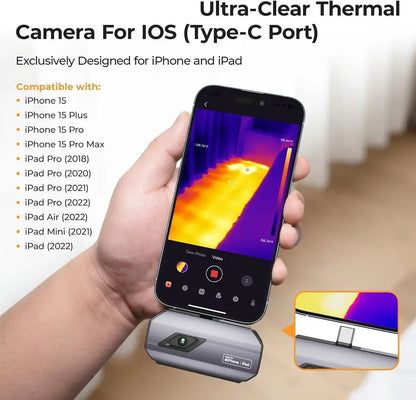 Thermische Camera - Warmtebeeldcamera - Infrarood Camera - Warmtecamera - voor Type-C – Infrarood Camera met 256x192 Resolutie en Rapportfunctie – Compacte IR Warmtebeeldcamera