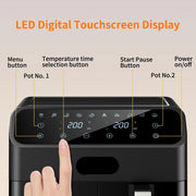 Digital Airfryer - PFAS free - Large 8 Liter - 2000W - Hot air fryer - Black - Digital screen - 6 Presets - Including height-adjustable Grill rack - Electric fryer - Intelligent electric oven without oil smoke