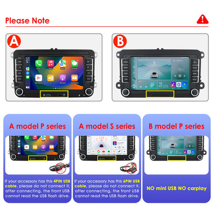 Car Multimedia Player - For Volkswagen GOLF - 2 Din - 7Inch - MP5 with camera2 - Carplay Screen - 1GB16GB with Rear View Camera - Car Navigation System - Multimedia Car Radio - Android 12