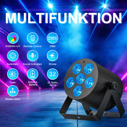 Led Par Licht – LED Discolamp – Podiumverlichting – DJ Verlichting – Feestverlichting – 60W Vermogen – RGBWAUV Kleurenmix