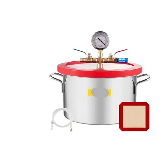 Vacuümkamer - 1,5 gallon vacuümontgassingskamer - glazen deksel - roestvrijstalen ontgassingskamer - Siliconen voor gasextractie - Zilver