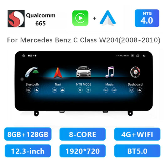 12,3 Inch Autoradio – Multimedia Systeem – Autostereo – Dashboard Unit – GPS Navigatie – Snapdragon 665 Processor – Draadloze CarPlay & Android Auto – 8GB RAM 128GB Opslag
