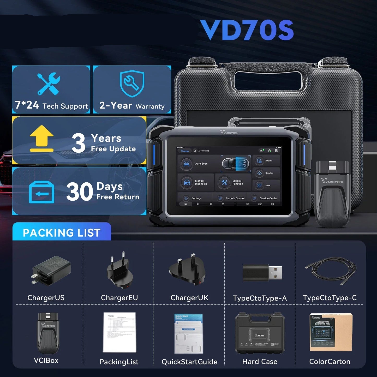 OBD2 Scanner – Autodiagnose Tool – Foutcode Lezer – Key Programmer – ECU Codeerder – Draadloos WiFi & Bluetooth – 36+ Reset Functies – 7 Inch Touchscreen