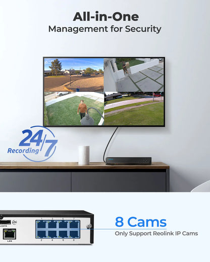 Network Video Recorder 8-kanaals – PoE NVR – IP Recorder – Beveiligingsrecorder – Video-opnameapparaat – 12MP Ultra HD – 12TB Opslagcapaciteit
