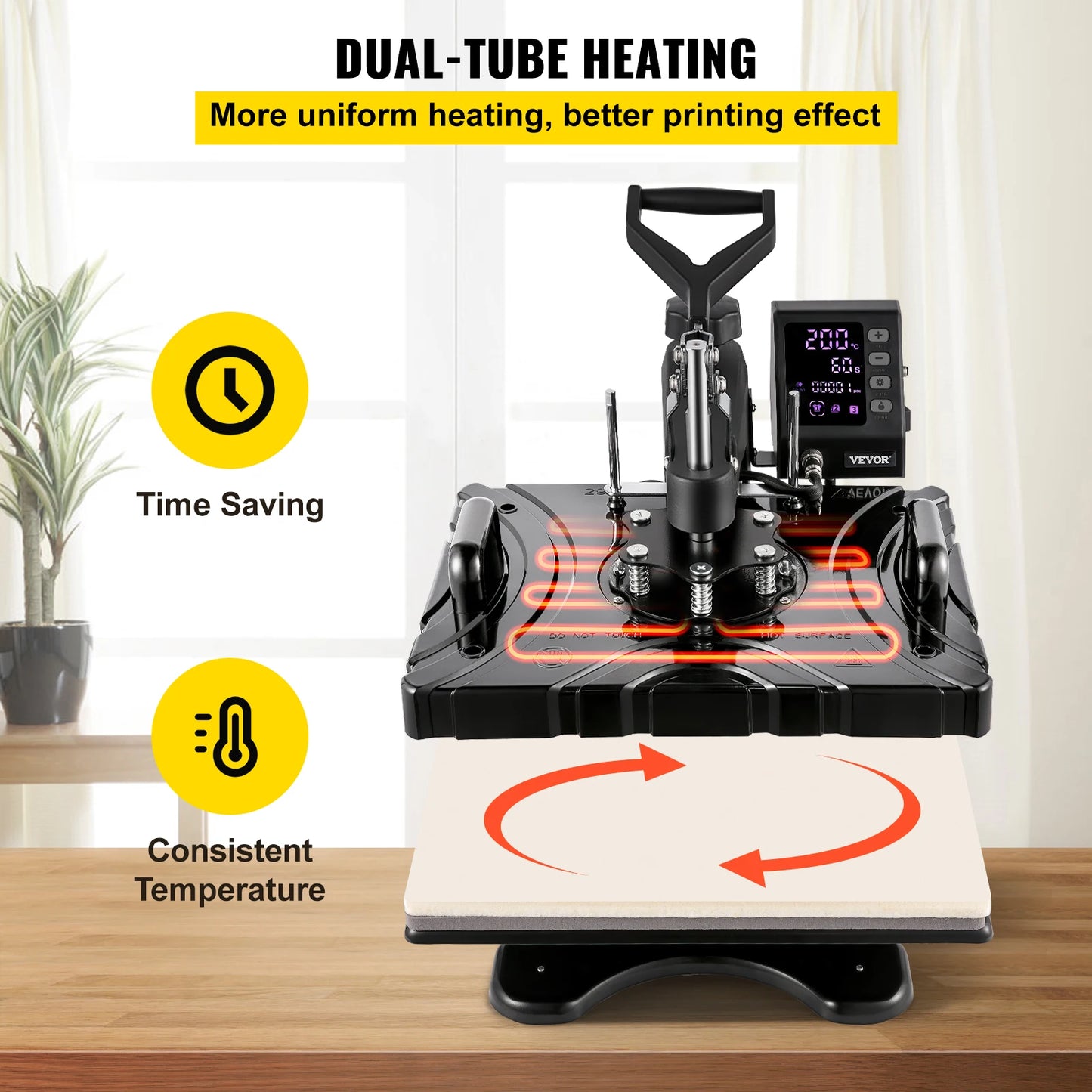 Multifunctionele Heat Press Machine – Hittepers – Transferpers – Textielpers – 10-in-1 Accessoires – 30x38 Cm Verwarmingsplaat – 360° Draaibaar - QUORE