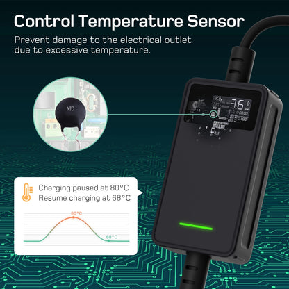 Elektrische Autolader Type 2 – EV Oplader – Laadkabel – Mobiele Lader – Snel Opladen – 7 Meter Kabel – Digitaal Display – 16A 3,7 kW - QUORE
