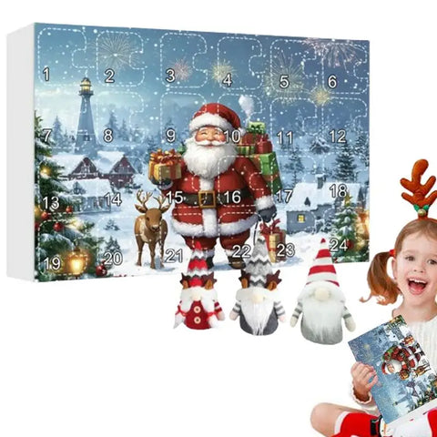 Advent Kalender - Kabouter Poppen Aftelkalender - Kerst Pluche Kalender Doos - 24 Dagen Van Plezier Verzamelbare Pluche Figuren - Kerst Kabouter Advent - Kinderkerstcadeau - Speelgoed - Speelset - Set D