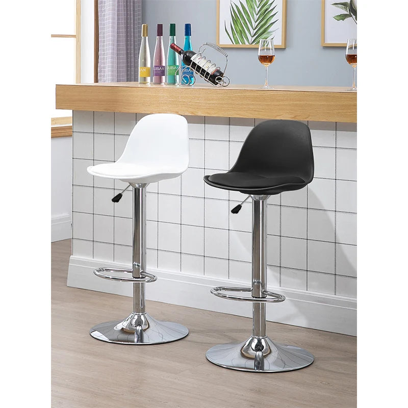 Barstoel – Barkruk – Keukenstoel – Barstoel Set – Bistrostoel – Verstelbare Zithoogte – 360° Draaibaar Met Rugleuning – Set Van 4 – Wit - QUORE
