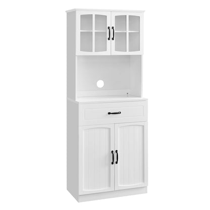 Buffetkast - Barkast - Keukenkasten - Buffetkasten - met Verstelbare Legplanken - Multifunctionele Opbergkast voor Keuken, Woonkamer of Hal - Wit - QUORE