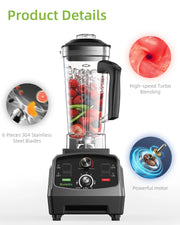 Blender - 2L Jar - Smoothie Maker - Blender Smoothie - 45000RPM - 2200W - 3HP - BPA Free - Gray