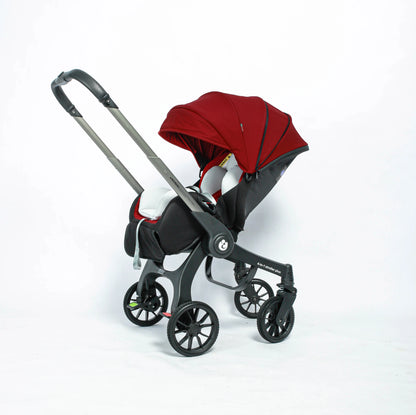 Wandelwagen - 4-in-1 Baby Stroller - Kinderwagen - Buggy - Opvouwbaar – Multifunctioneel – Autostoel - Pram - Lichtgewicht Reiswieg - Wine Red