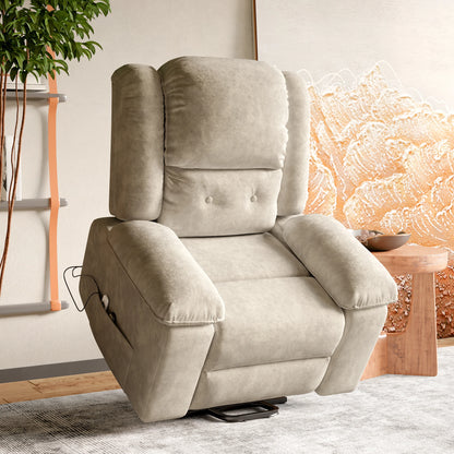 Relaxstoel - Relaxstoelen - Massagestoel - Loungestoel - Elektrische - met Sta-op Functie - Punts Massage - en  Lendewarmte - Afstandsbediening - Voor Senioren - en TV-hoek - Lichte Bruin