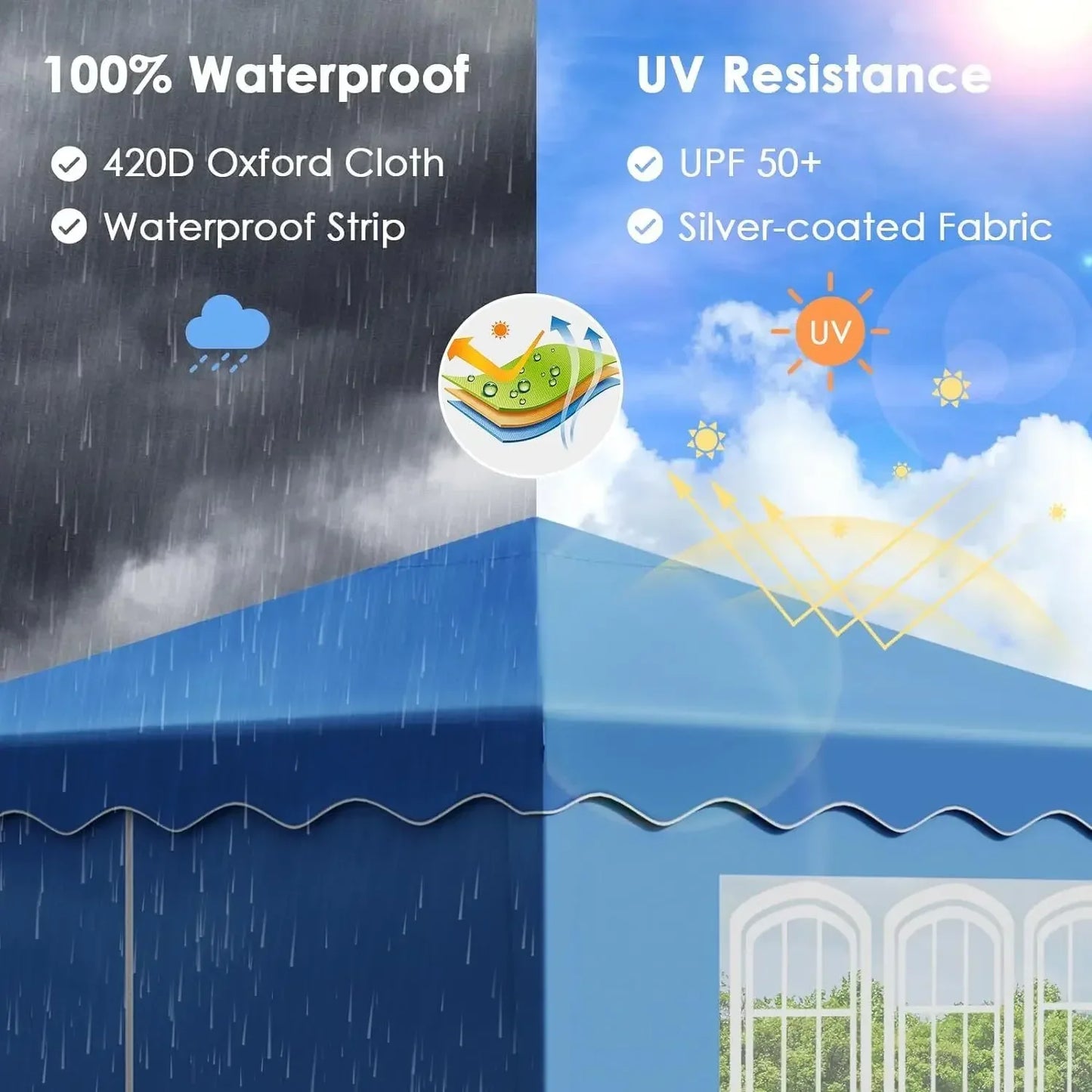 Partytent Opvouwbaar - Tuinpaviljoen - Easy Up Partytent - 3x3m - Pop Up Canopy - Zijwanden – Outdoor Winter Gazebo – Verstelbare - Hoogte Poten – Ramen - Draagtas - UV - Bescherming - Grijs - QUORE