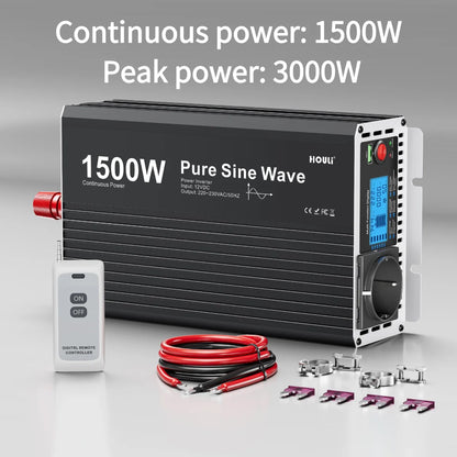 Zuivere Sinusomvormer – Pure Sinusomvormer – Spanningsomvormer – Campingomvormer – Noodstroomomvormer – 6000W – Draadloze Afstandsbediening - 12V