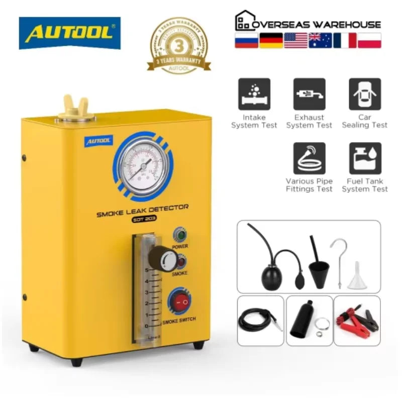 AUTOOL SDT203 Upgrade Car Smoke Leak Detector EVAP Vacuum Leakage Diagnostic Tool EVAP Pipe Leakage Analyzer for Car /Truck - QUORE