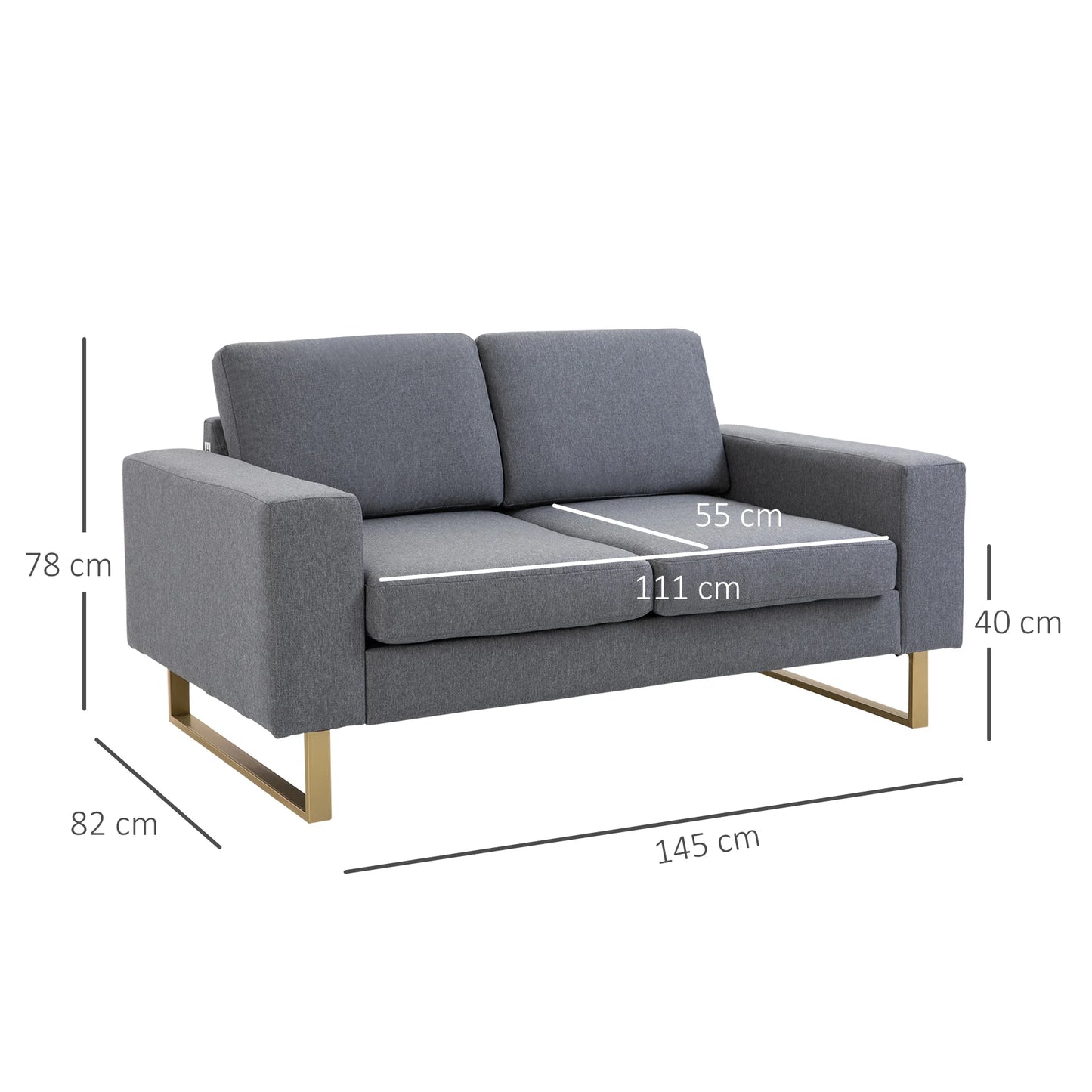 2-Zits Stoffen Bank – Compacte Sofa – Tweezits Bank – Moderne Loveseat – Ademend Hennepmateriaal – Minder Dan 200 Cm – Veerkrachtige Schuimvulling