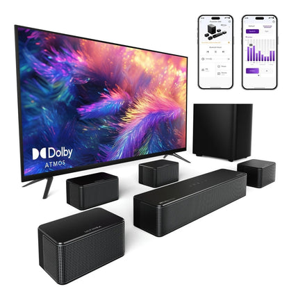 7.1 Soundbar – Home Cinema Geluidssysteem – Surround Sound Speaker – Draadloze Subwoofer – 460W Vermogen – Dolby Atmos 3D Geluidsbeleving – App Bedienbaar