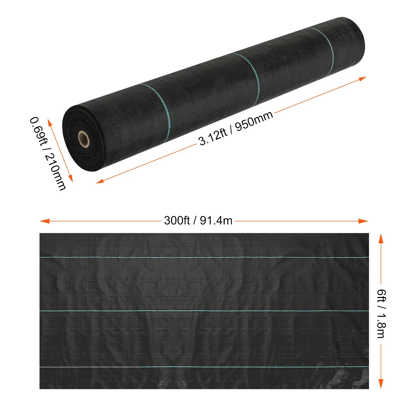 Onkruiddoek - Gronddoek - Worteldoek - Geotextiel - Tuinvlies - 6x300ft -Onkruidwerend Tuintextiel - Professioneel Woven Gronddoek voor Tuin en Landscaping – Zwaar, Waterdoorlatend en UV-bestendig – Voor Grote Projecten en Opritten