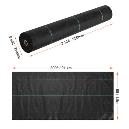 Onkruiddoek - Gronddoek - Worteldoek - Geotextiel - Tuinvlies - 6x300ft -Onkruidwerend Tuintextiel - Professioneel Woven Gronddoek voor Tuin en Landscaping – Zwaar, Waterdoorlatend en UV-bestendig – Voor Grote Projecten en Opritten
