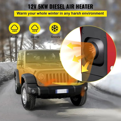 Diesel Luchtverwarmer - Standkachel - Auto verwarming - 5KW - Diesel Kachel - Parkeer Heater - met Geluidsdemper - Eenvoudige Installatie - LCD-schakelaar