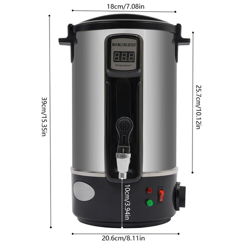 Elektrische Wassmelter - Wazsmelter - Kaarsen Maken - Kaarswas -   Verwarmingspot - 12L/1100W - 3,92 kg - Grijs