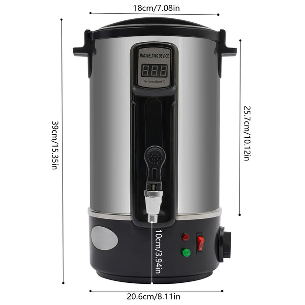 Elektrische Wassmelter - Wazsmelter - Kaarsen Maken - Kaarswas -   Verwarmingspot - 12L/1100W - 3,92 kg - Grijs