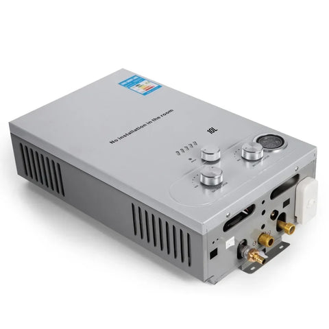 Draagbare doorstroomwaterverwarmer - LPG Propaan Gasverwarmer - Tankloos - Wandmontage - 10L 20KW - Zilver