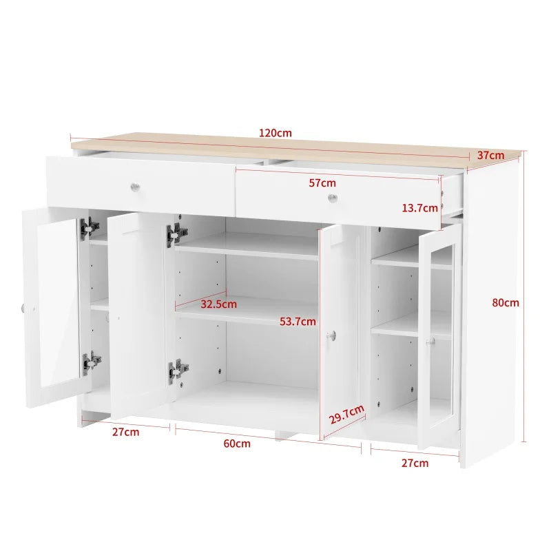 Opbergmeubel – Sideboard – Kast – Opbergkast – Landelijk Design – Compact Formaat – Verstelbare Planken - QUORE