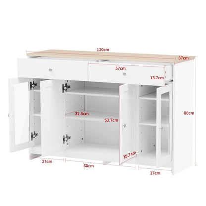 Opbergmeubel – Sideboard – Kast – Opbergkast – Landelijk Design – Compact Formaat – Verstelbare Planken - QUORE