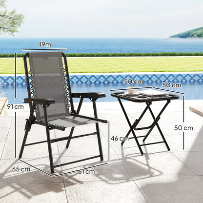 Buitenmeubelset – Tuinset – Balkonmeubelen – Terrasmeubilair – Compact Ontwerp – Gepoedercoat Staal – Textilene Stoelen - 64 x 70 x 87 cm - Donkergrijs